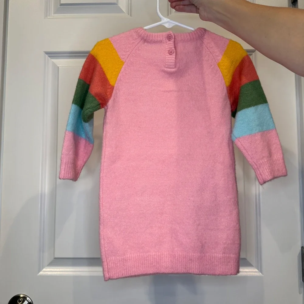 George Baby Girls Stripe Bunny Pocket‎ Knit Sweater Dress Size 18-24 Months
